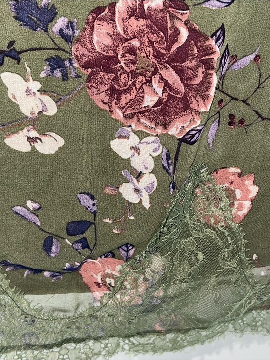 Blue Rain Olive Green Floral Mini Dress with Pink Roses - Picture 10 of 12